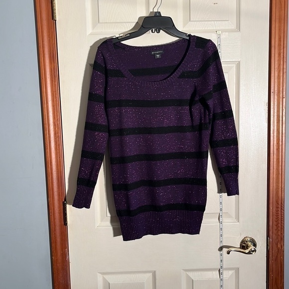 Metaphor-m-purple with black stripes with pink sparkles-pull over  sweater - Picture 1 of 8